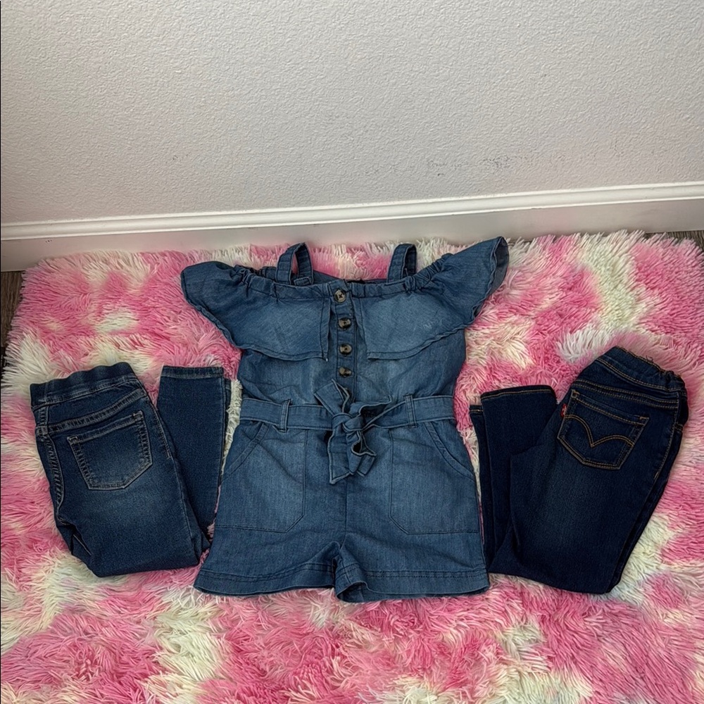 BUNDLE! 3 pieces! Levi’s jeans, place jeans and girls romper.